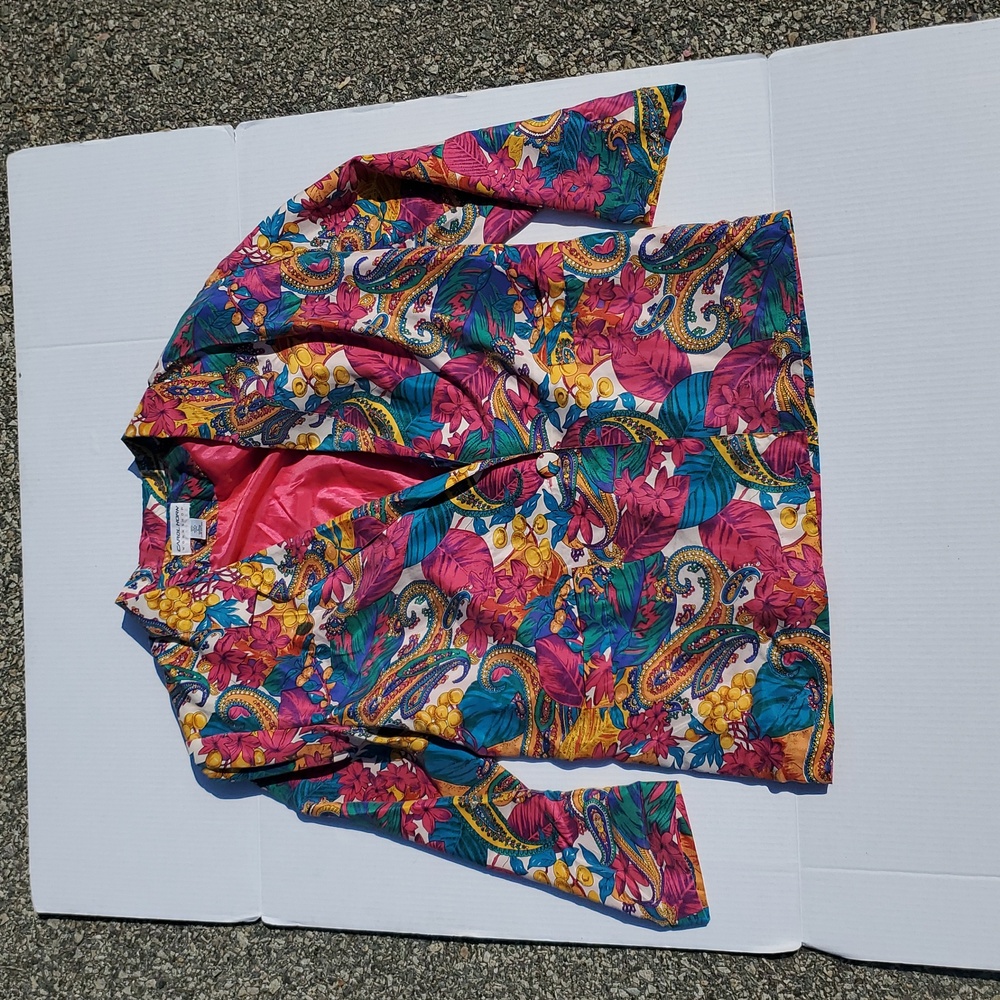 Colorful Carol Horn Workshop Paisley Silk Women's Jacket Large